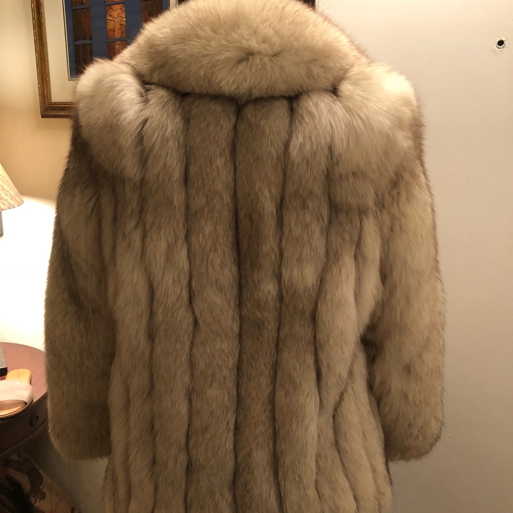 Blue fox fur coat